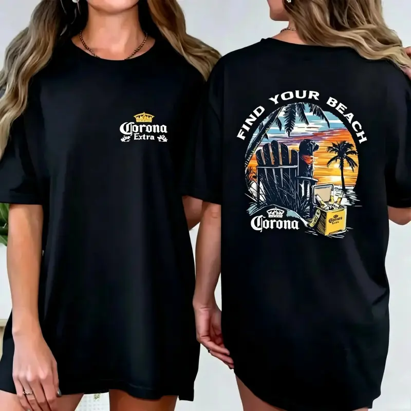 Comfort Colors Corona Extra 2 Sides T-Shirt, Find Your Beach Sunset Tee, Beer Lovers Vacation Shirt, Men's Beer Shirt, Gift For Women