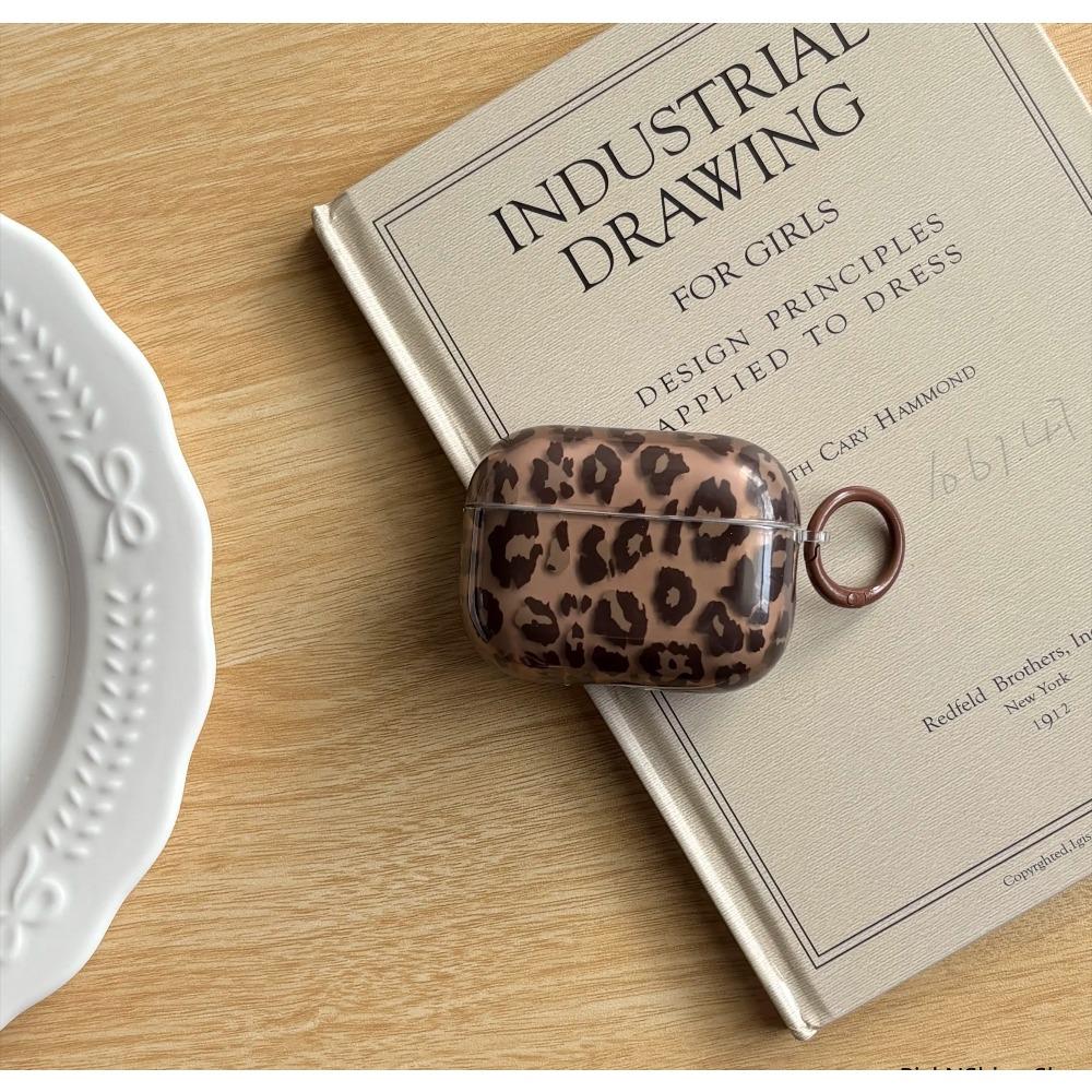 Leopard Print AirPods Case – Transparent Brown Protective Cover, Shockproof, Compatible with AirPods 1/2/3/4/Pro/Pro2