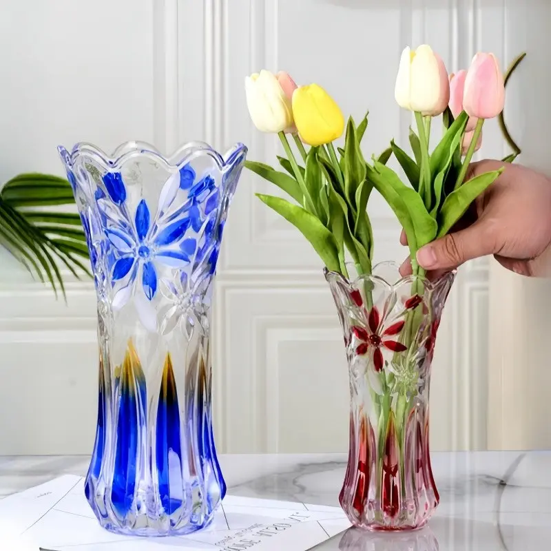 1 Pack Unique Colored Glass Vase, Floral Container For Fresh Flower Arrangement, Table Centerpiece Home Decor, Decorative Vases For Home Decor, Vases For Flowers, Gift For Mother’s Day, Wedding & Anniversary