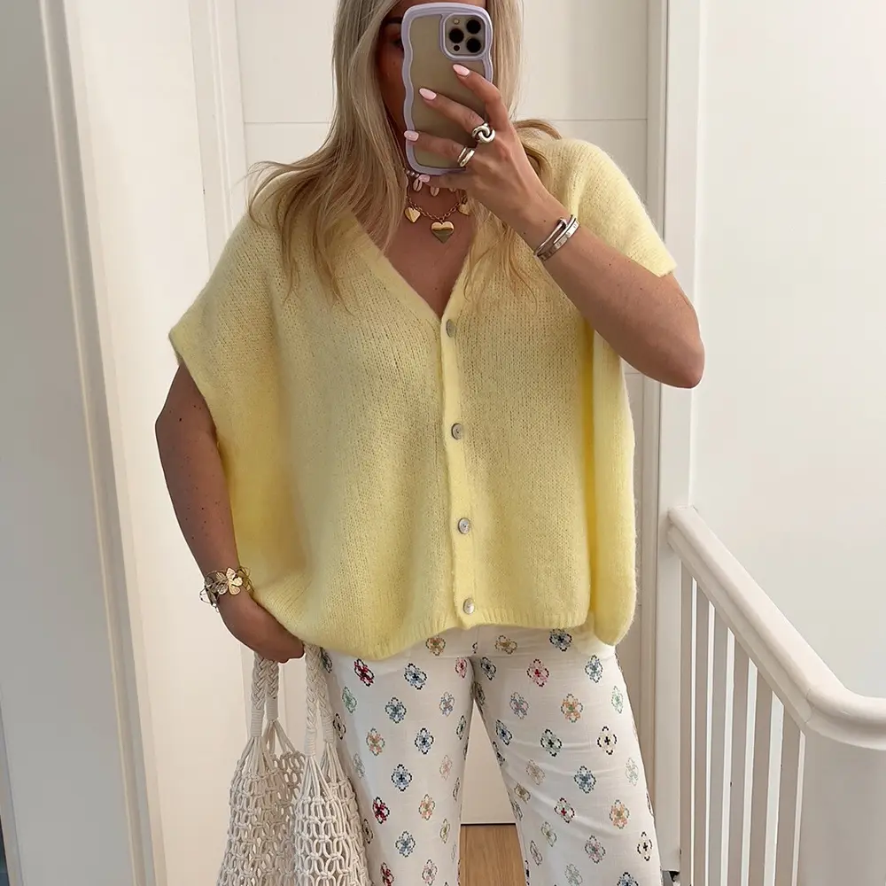 Women Plus Size V‑Neck Short Sleeve Button Down Blouse Casual Loose Summer Shirt Top