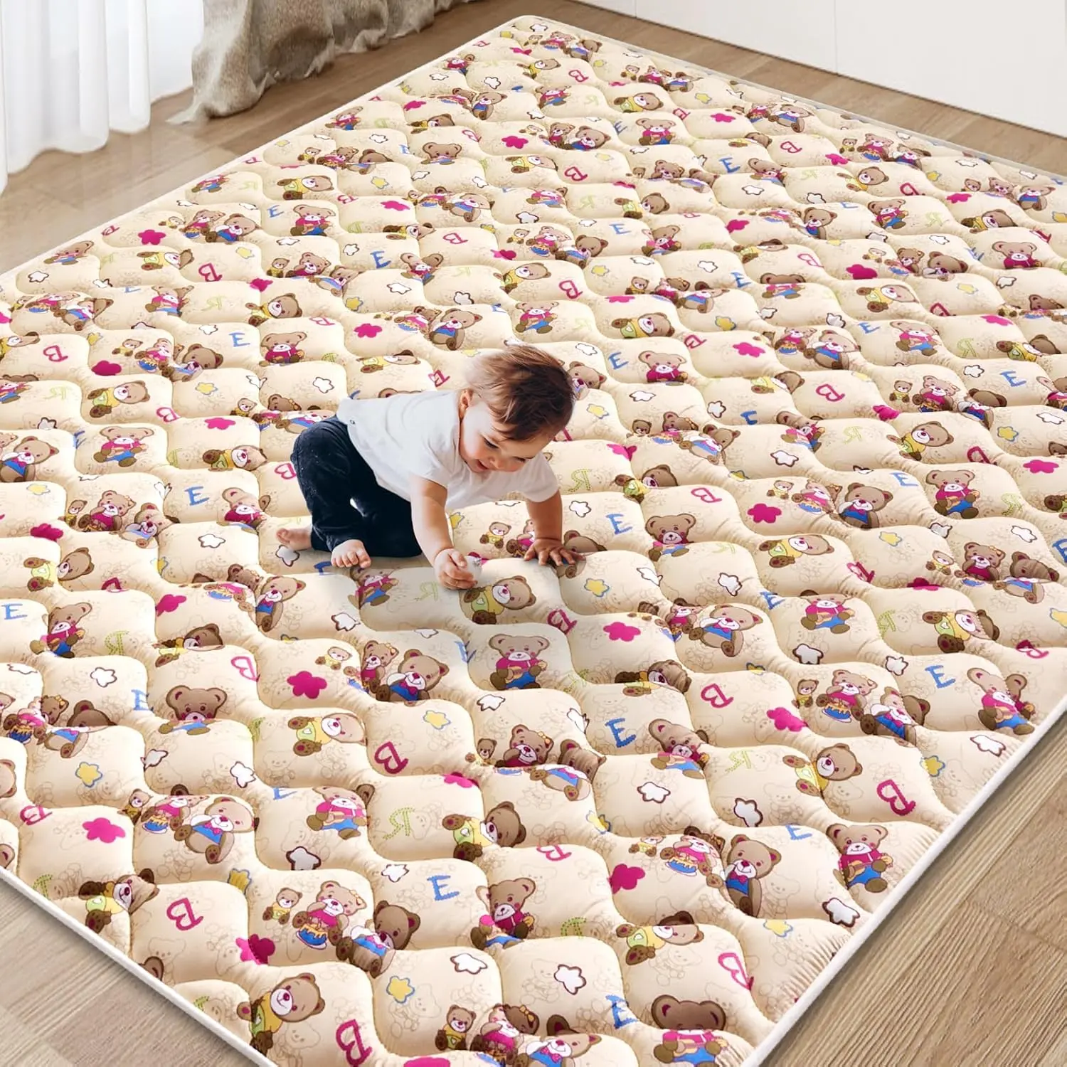 Baby Play Mat - 71" X 59",Premium Thicker Foam Machine Washable, Extra Large Anti-Slip Soft Cushioning Foam Playmats  Babies and Toddlers, Foldable Baby Crawling Mat  Playpen