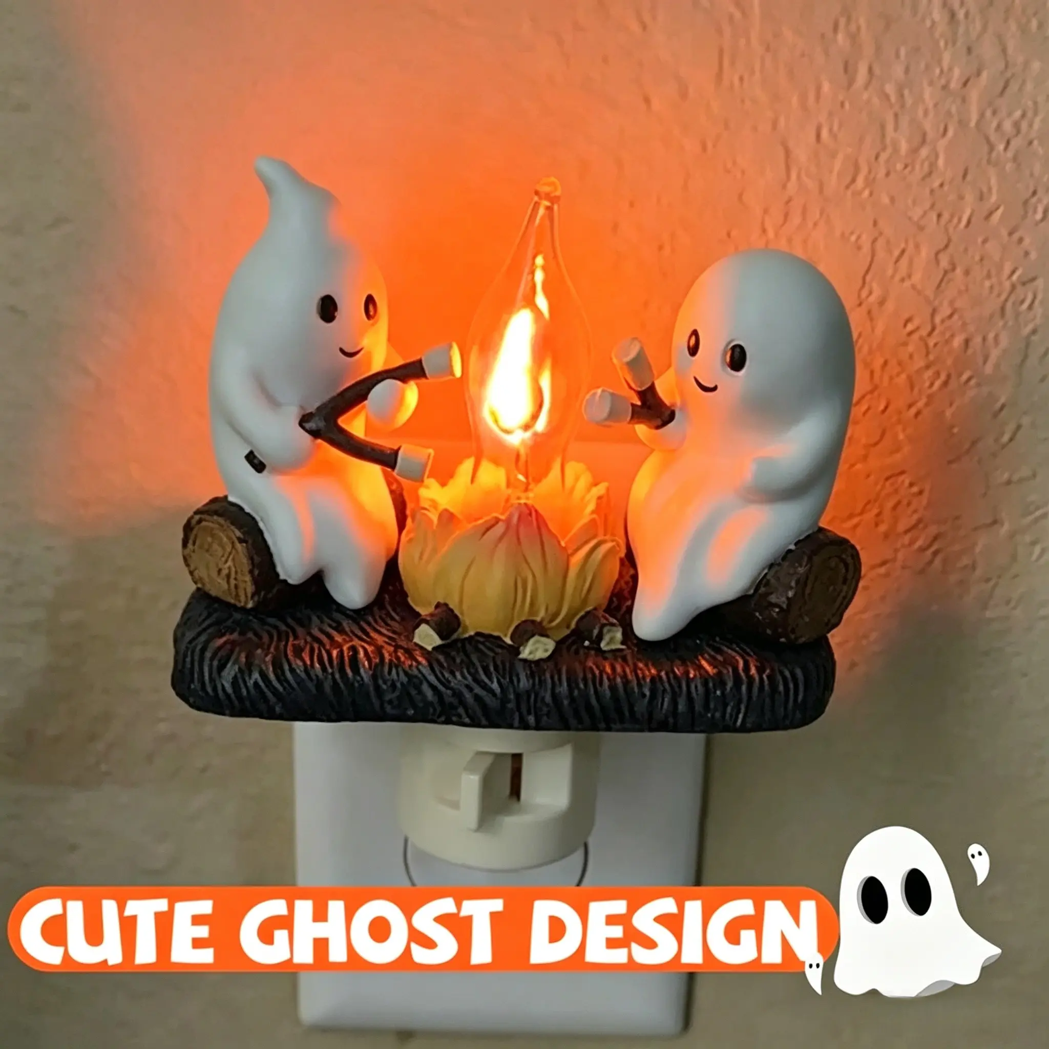 1pc Ghost Campfire Lamp, Skull Night Light, Halloween Decoration, Phantom Fire Pit Lamp, Skeleton Campfire Lamp, Halloween Party Decor, Day of the Dead Decor
