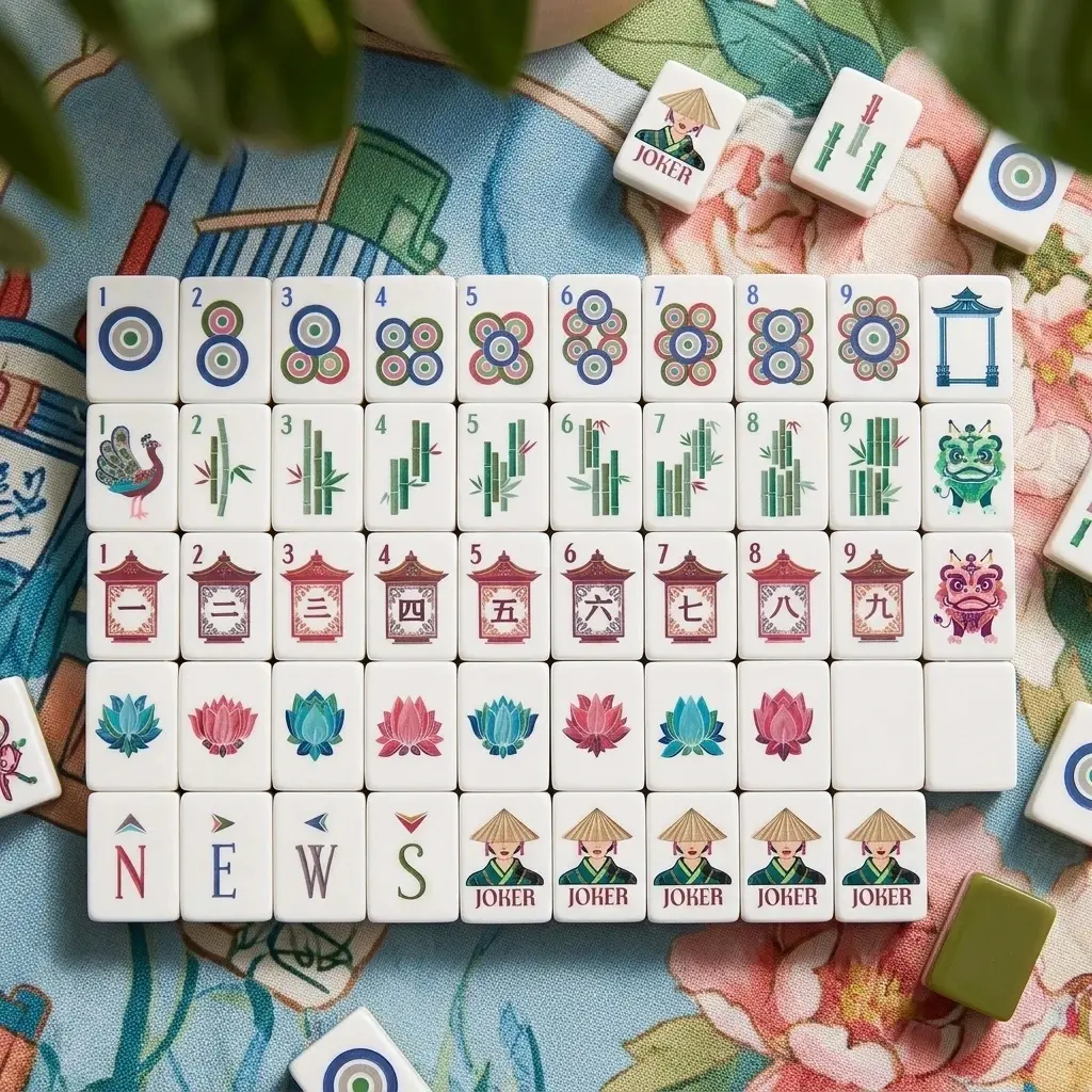 Aesthetic Luxury Modern Sage Green Back American Mah-Jongg Set Retro Sunburst Dots Pattern Exquisite Pavilion Acrylic Tiles
