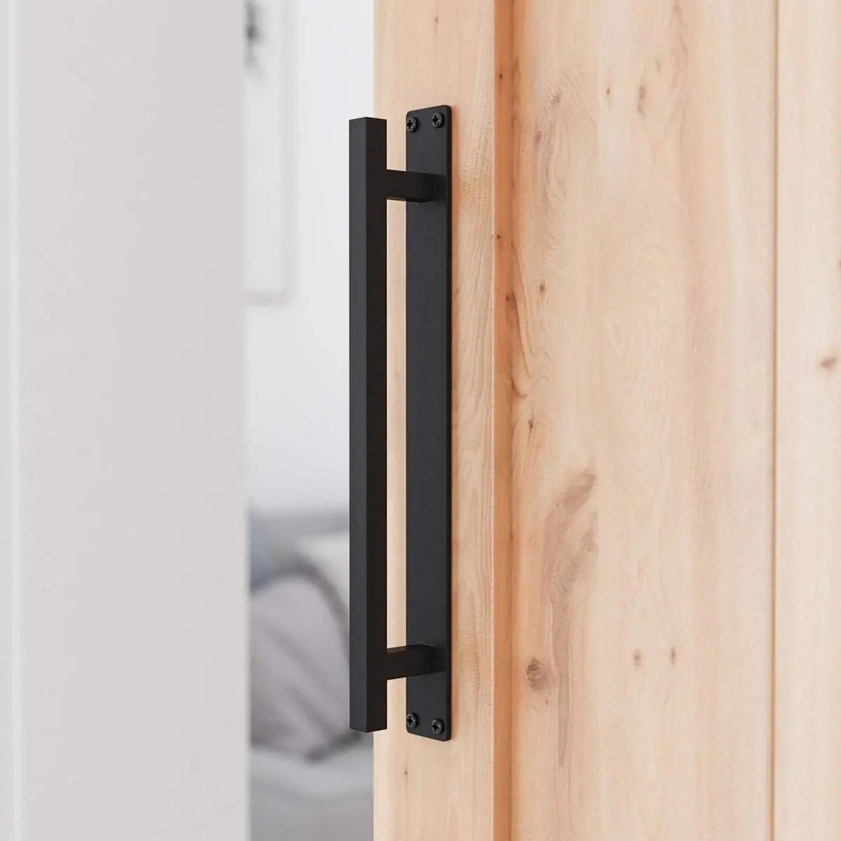 12-Inch Rustic Sliding Door Handle, Barn Door Pull, Matte Black Hardware