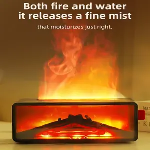 Realistic 3D Volcano & Fireplace Flame Dual Simulation, Lava Eruption Fog Effect, Humidifier & Essential Oil Diffuser Combo, Elegant Desktop Decor