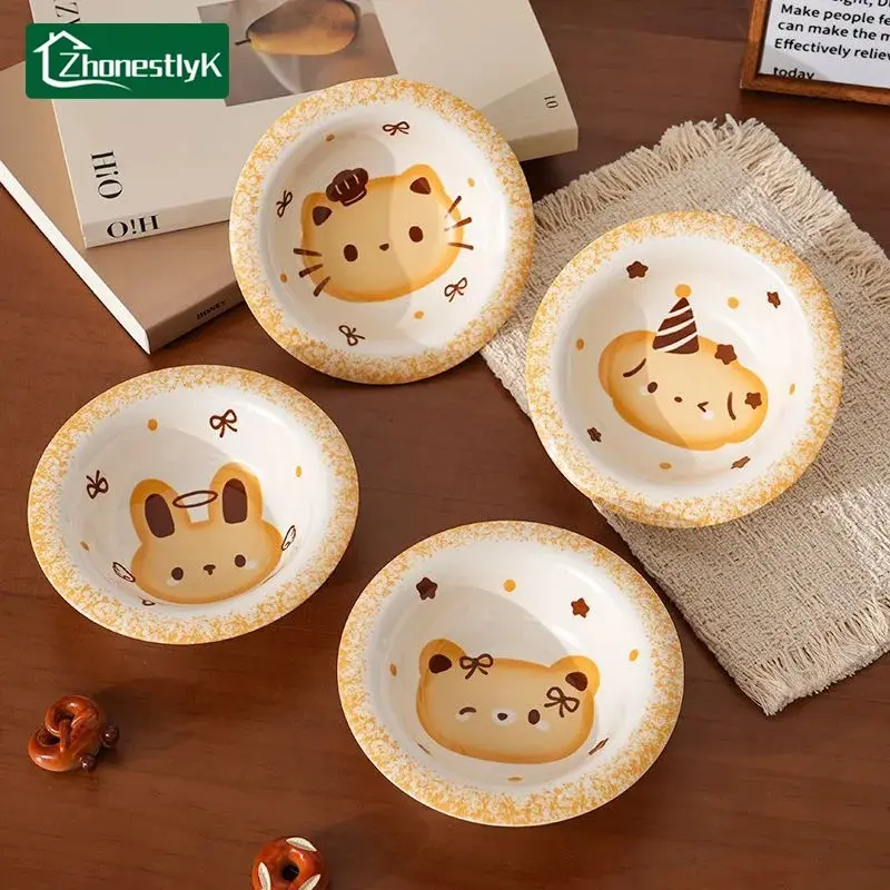 4Pcs Cartoon Animals Ceramic Sauce Dishes Household Seasoning Dish Snack Plates Fruit Sushi Bowl Kitchen Tableware Decorative Plates