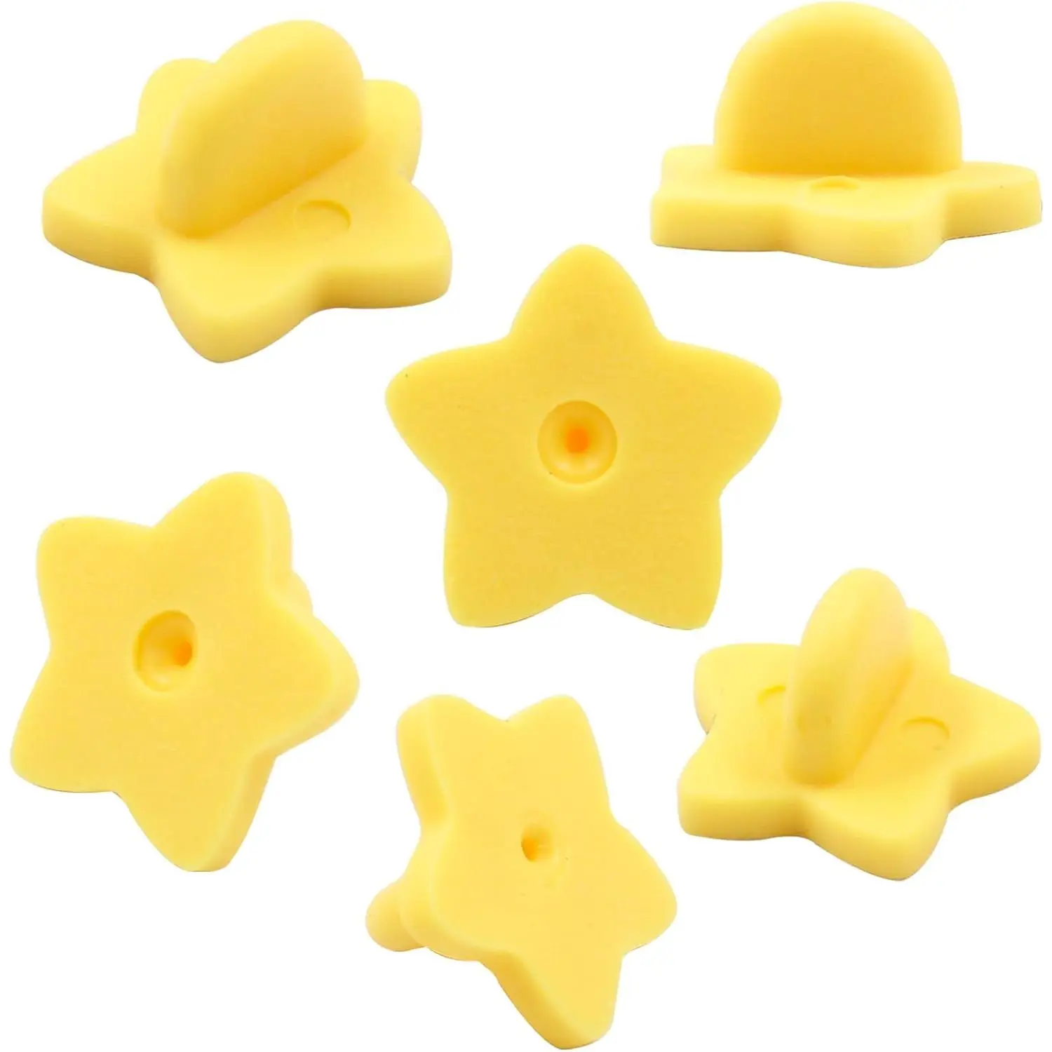 100 Pack Star Shape Rubber Pin Backs, Lapel Pin Backing Locking Pin Keepers, Brooch Holder for Uniform Badge Hat Tie (Yellow)