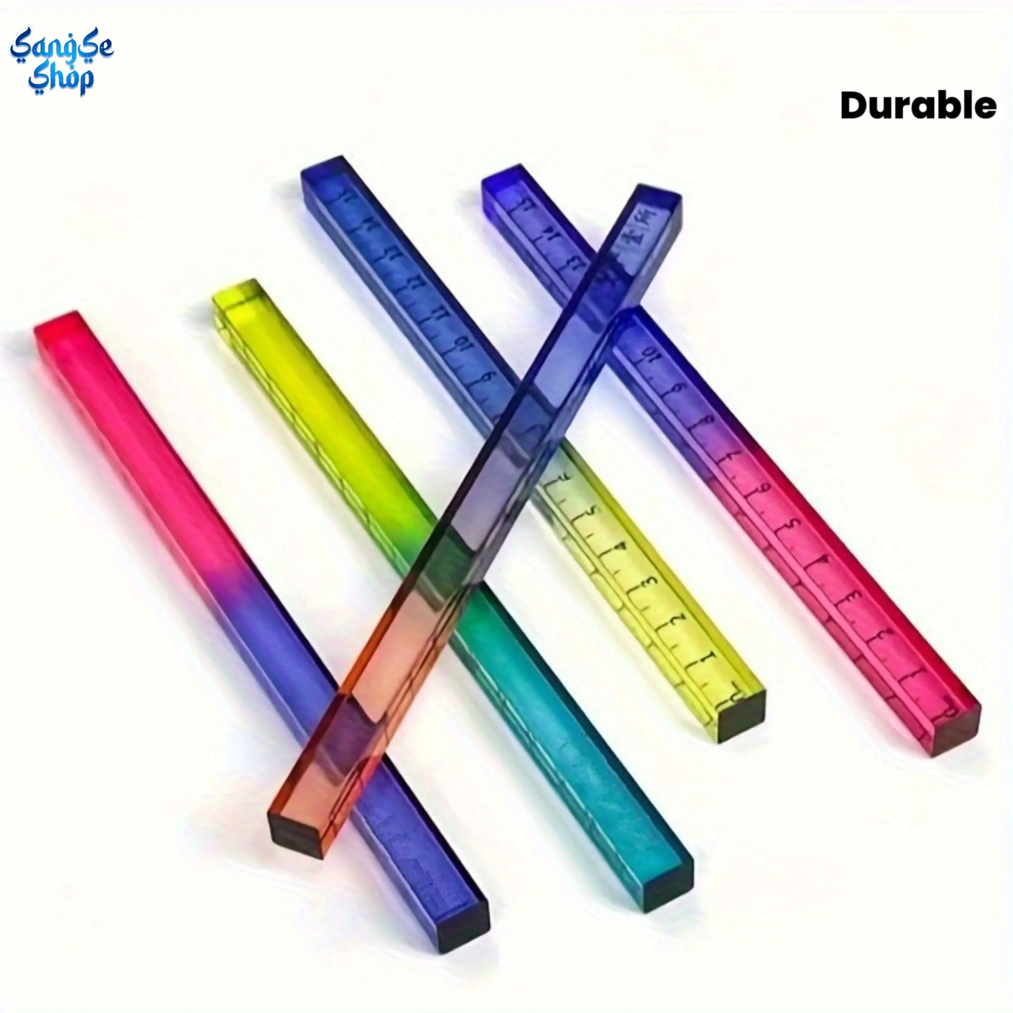 15cm-5.91in Gradient Transparent Square Ruler, Random Multi-Color (Pink,Yellow,Green,Blue,Purple), Durable Smooth Surface Tool for Geometry Drawing, School Use, High-Precision Measuring Ruler (Bag Accessory Charm), Plastic, Measuring Tool, Square Shape, M