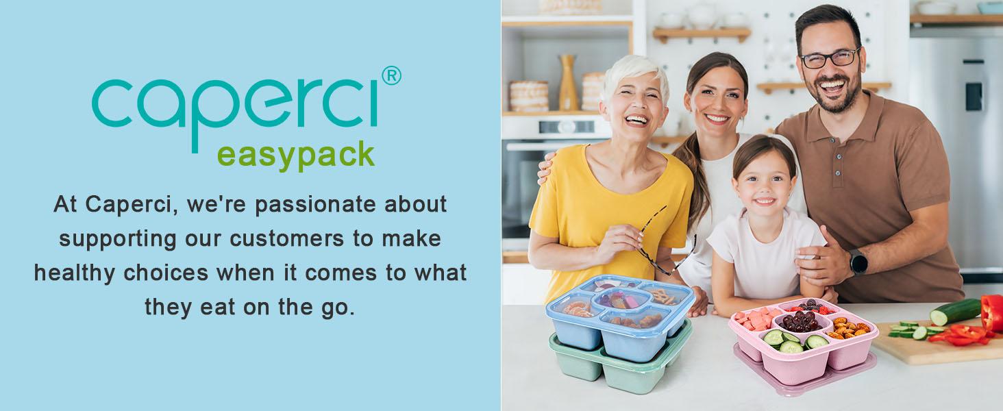 5-Pack Lunchable Container Set for Kids & Adults - Reusable Bento Snack Box Containers with 5-Compartment for Food Storage & Meal Prep, Wheat Straw, BPA-Free (Dark & Clear Lids)