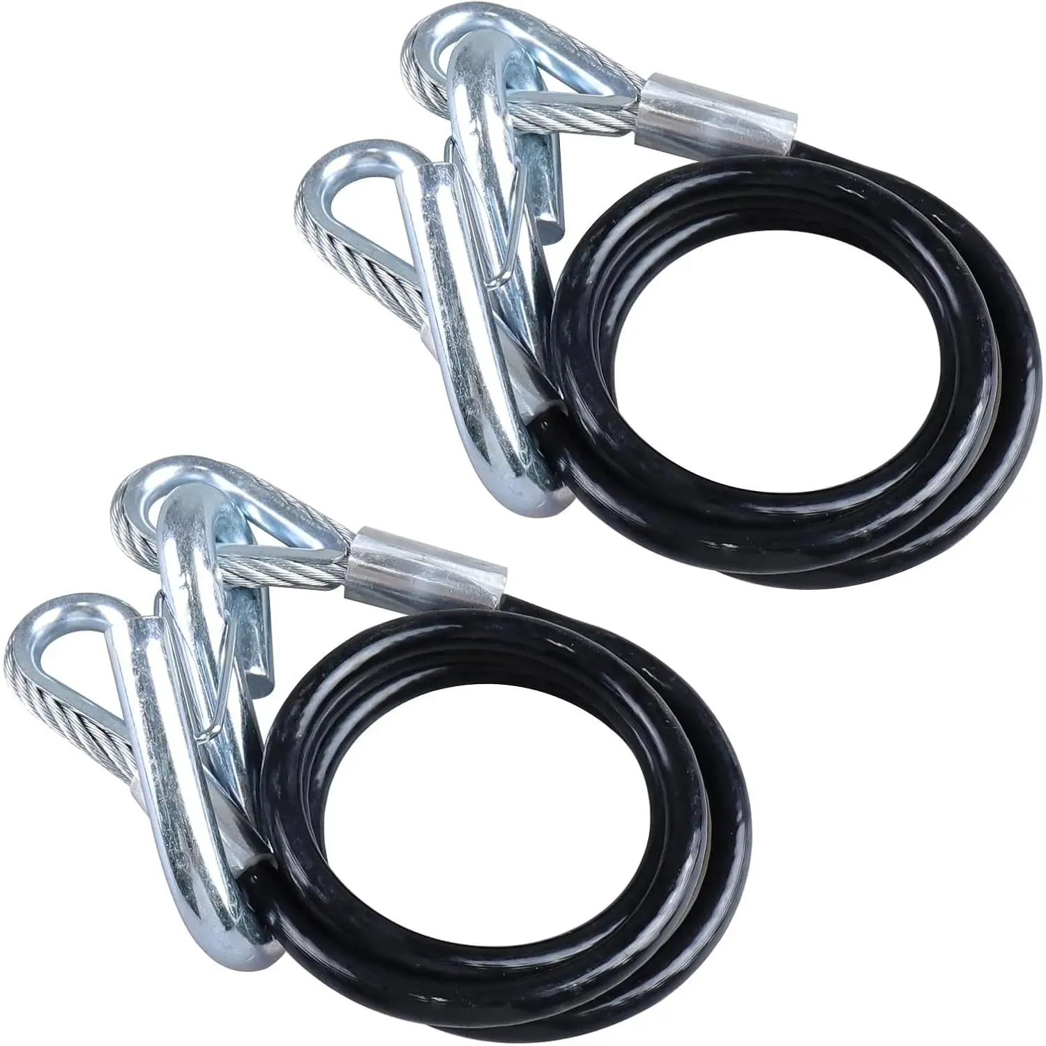 Trailer Safety Cables & Chains 2-Pack, 44.5-In Black Galvanized Steel with 7/16" S-Hooks, 5000 lbs Capacity for Trailers & Campers, Towing Stability, Dual-Side Connections, Corrosion-Resistant, Safety Chain