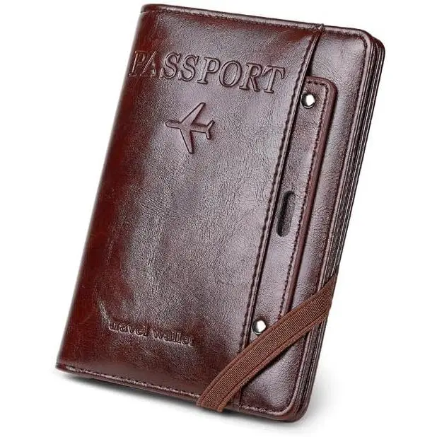 RFID Passport Wallet, RFID Passport Holder for Wallet, Essential Travel Anti- Wallet Storage Case, Anti- Protective Case,Coffee