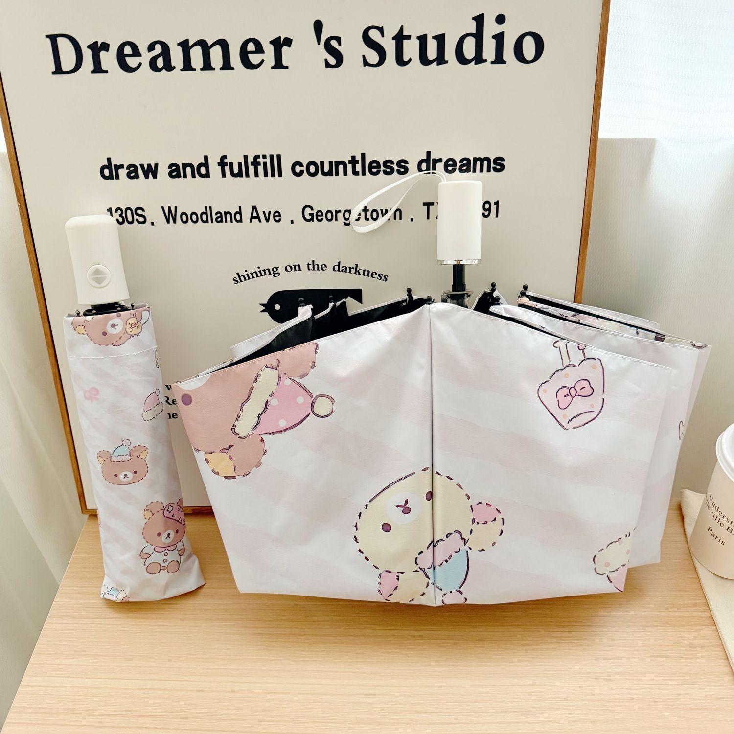 Cartoon Automatic Umbrella Sunshade And Rainproof Black Glue Umbrella Foldable Convenient Sun Umbrella for All Weather