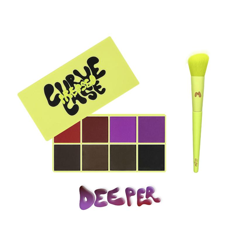 Curve Case Pressed Powder & Brush Makeup Palette Set - Made By Mitchell #TOP PICKS