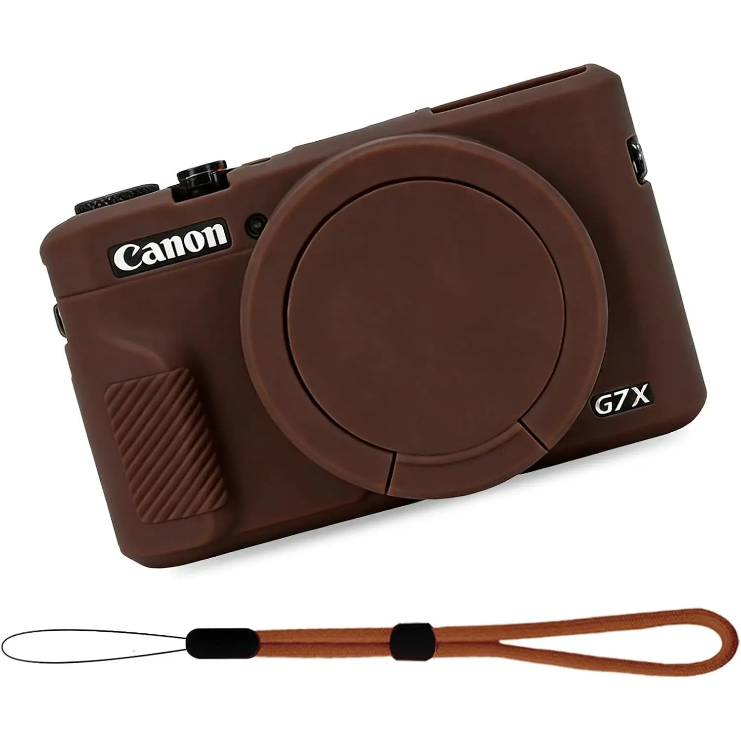 Camera Case for  G7X Mark III Camera, Anti-Scratch Slim Fit Soft Sleeve,  Protective Cover with Removable Lens Cover and Wrist Strap for Powershot G7X Mark iii (Brown)