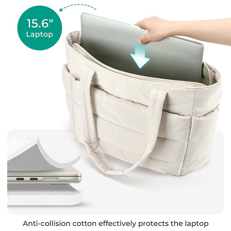 3 Sizes Tote Bag for Women Commute Laptop Tote Bag, Lightweight Work Tote with Multiple Compartments for Travel & Work Organize Zipper Closure Durable Quilted Tote bag SpringStatements