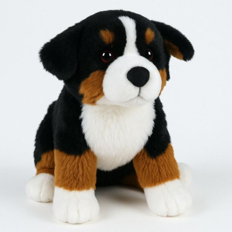Realistic Bernese Mountain Dog Puppy Plush Toy Soft Fluffy Stuffed Animal for Home Sofa Desktop Decor Cozy Room Ideal Gift Girls