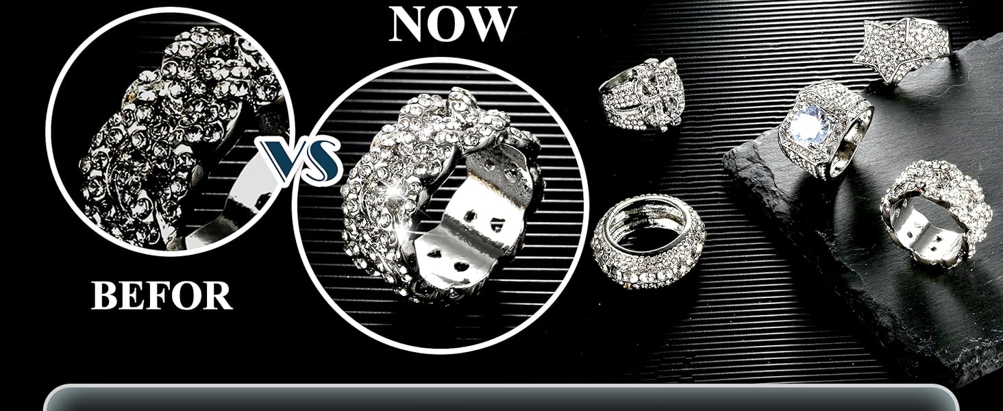 Sanfenly Iced Out Rings for Men Bling Fake Diamond Costume Pinky Rings Chunky Gold Silver 80s 90s Hip Hop Rings Star Cuban Chain Square US Dollar Sign Rapper Ring Fashion Cosplay Man Jewelry Ring Set