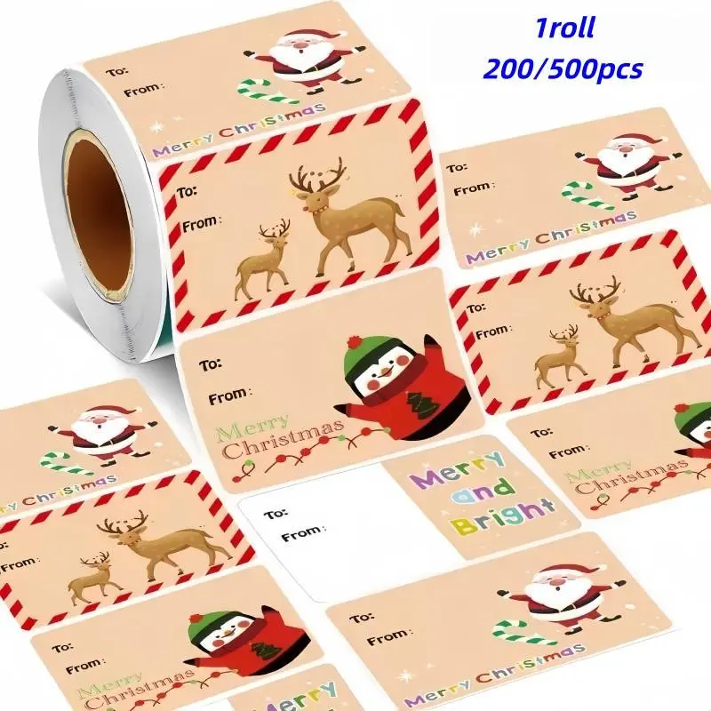 Christmas Gift Tags Stickers, Self-Adhesive Write-On Labels, Multi-Purpose Holiday Decorations, Packaging and Daily Use, Christmas Box Decoration