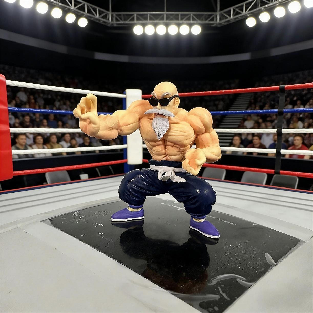 GK-Master Roshi figure, 10cm PVC material, articulated joints, Super Saiyan, collectible, desktop decoration, stress-relieving toy, sensory gift, birthday gift, Halloween gift, suitable for children and adults, dragon anime fans and collectors.