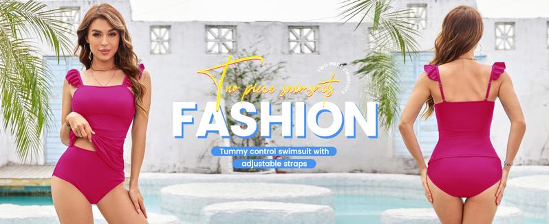 【S-XL】Two Piece Tankini Swimsuits for Women High Waisted Tummy Control Floral Swimwear Ruched Padded Bathing Suits #TikTokShopBlackFriday Tankinisuit Tankiniswimwear