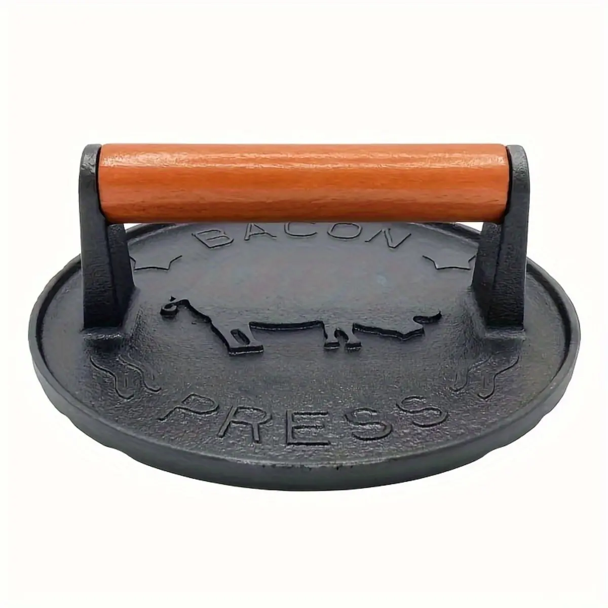 Trending Cast Iron Burger Press 1-Pack, Premium Heavy Duty Grill Press Smasher, Game-Changer Uncoated Meat Weight with Beech Wood Handle, Lifesaver Crispy Bacon & Steak Cooking Hack, Hot Sale Kitchen Gear
