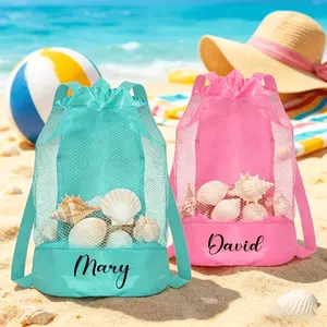 Custom Backpack, Personalized Outdoor Beach Storage Bag, Large-Capacity Mesh Multi-Functional Travel Backpack, Beach Sundries Storage Bag, Portable Mesh Bag, Lightweight And Breathable Travel Backpack, Easy Shoulder Bag