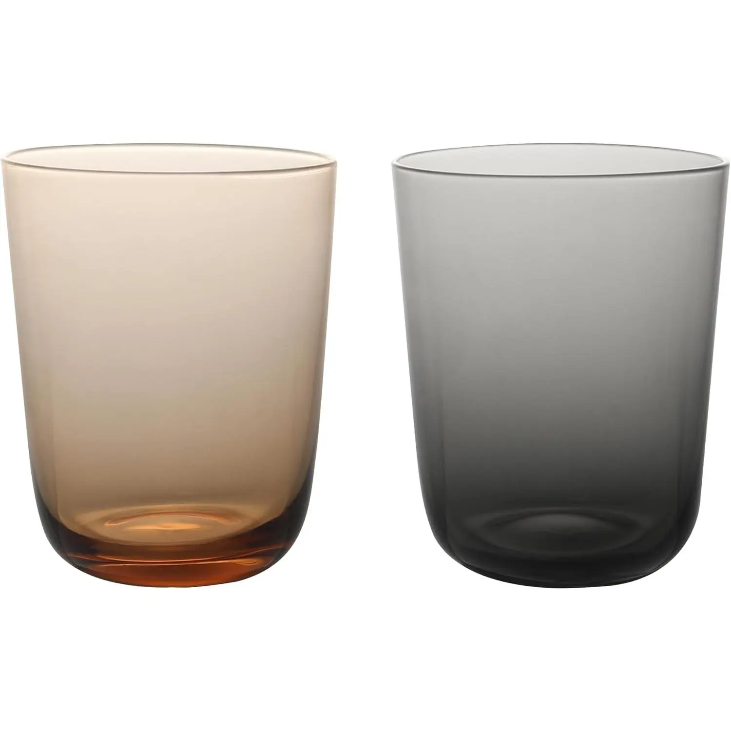 13 oz Borosilicate Glass Cups Set of 2,  & Grey Two-Tone Drinking Glasses, Modern Single-Wall Glass Tumbler for Coffee, , Water, Juice,  – Lightweight & Dishwasher Safe