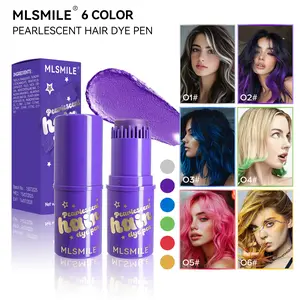 6 Colors Pearl Shimmer Hair Chalk Stick, Waterproof & Sweatproof, Temporary Hair Color Pen for Halloween Party, Cosplay, Festival Stage Makeup, Washable Hair Dye Crayon