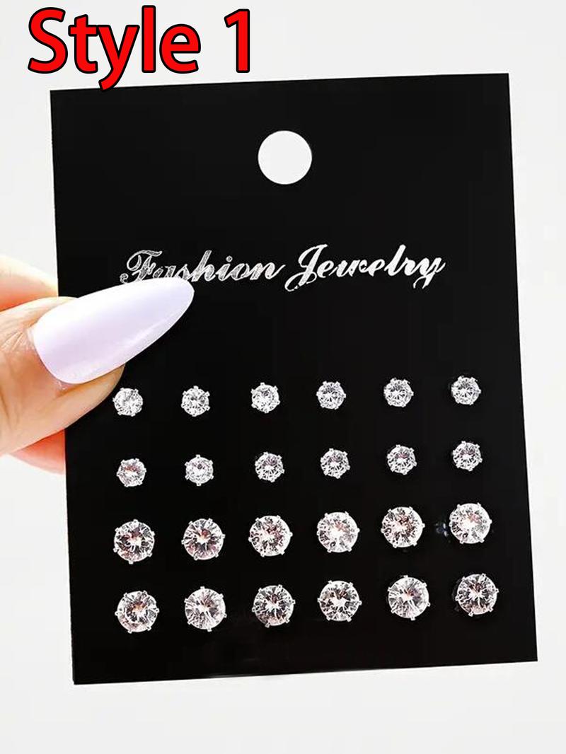 Summer Outfits 2024 Rhinestone Decorated Stud Earrings, Geometric Design Earrings, Trendy Ear Jewelry for Party Clothing Decor, Chic Gift for Women and Girls