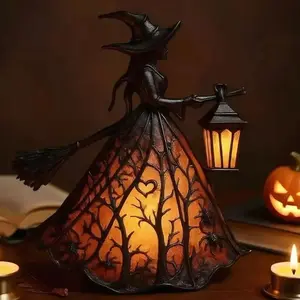 Halloween Witch Lamp, Spooky Standing Night Light, Unique Witch Statue Table Lamp, Perfect for Bedroom Decor, Ideal for Halloween Festivities