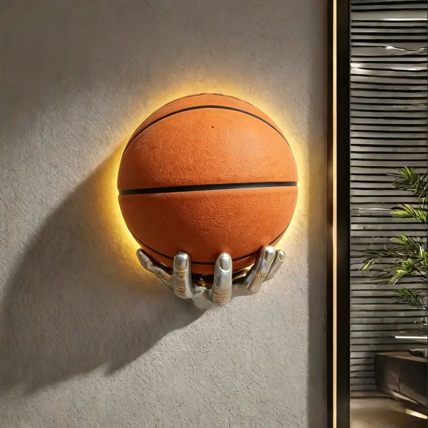 Hand-Shaped Resin Basketball Display Rack, Creative Decorative Wall Mounted Holder, Wall Storage Shelf, Home Decor Organizer, Rack Only