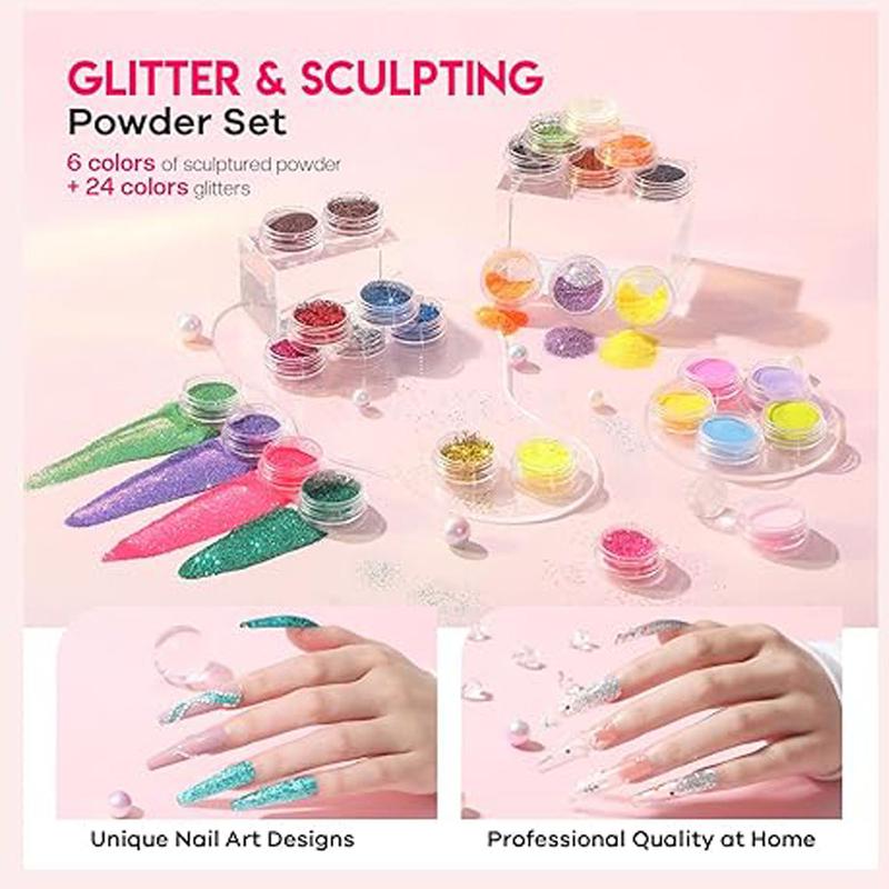 Acrylic Nail Kit for Beginners with Everything: Professional Nail Kit Acrylic Set with Acrylic Nail Powder Liquid Set Nail Kit Acrylic Set Gel Polish U V Light Nail Decoration Supplies Manicure Salon Women Gift