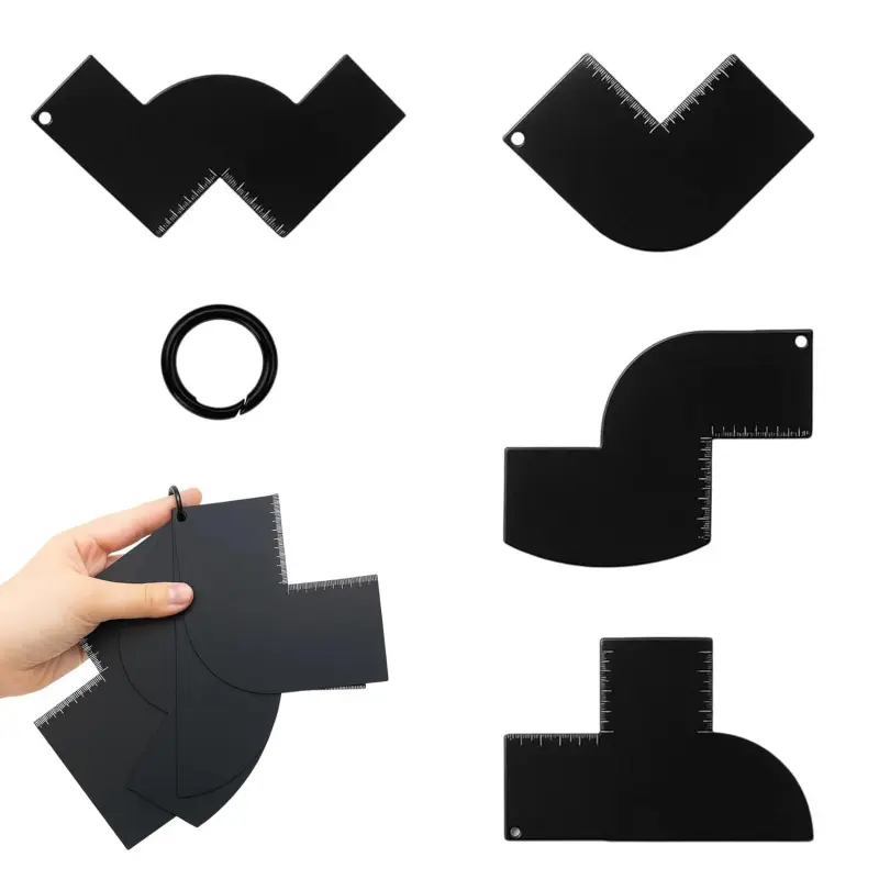 4pcs Barber Enhancement Card - Hairline & Beard Line Up Tool with Measurement Marks, Color Contrast Card for Men's Edge Up, Professional Shaping Guide for Barbers, Beard Shaping Tools, Hairdresser Accessories