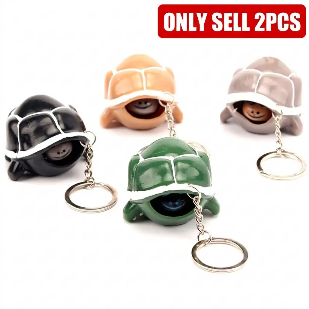 2-Pack Turtle Keychain Stress Relief Toys, Silicone Stretch Relaxation Anxiety Toy, Halloween Easter Prank Gifts, Random Colors