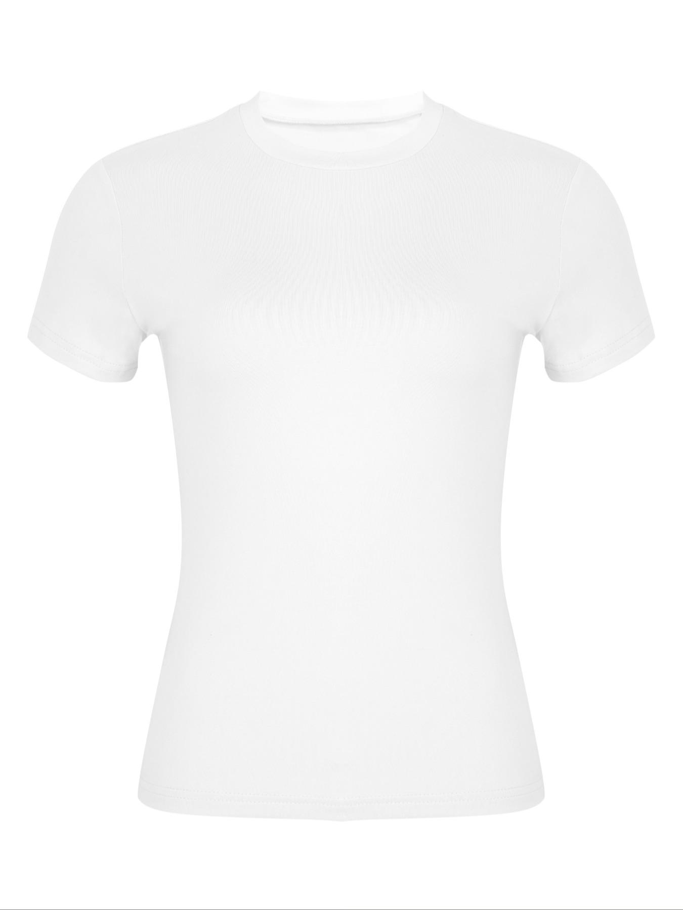 Women's Solid Shortsleeve Round Neck Basic Tee, Casual Slim-fitting Short Sleeve T-shirt, Ladies Summer Clothes for Daily Wear, Womens Clothes, Womenswear, Tshirt, Crewneck Clothing, Top, Casual Summer Style, Casual Chic Minimalist