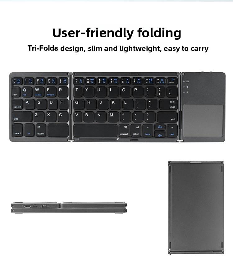 Wireless Bluetooth Keyboard for Android Smartphone Tablet Dual Device Connection Rechargeable Battery Foldable Touchpad Smart Laptop Typing Tool B033 Wireless Bluetooth Keyboard for Android Smartphone Tablet Dual Device Connection Rechargeable Battery Foldable Touchpad Smart Laptop Typing Tool B033