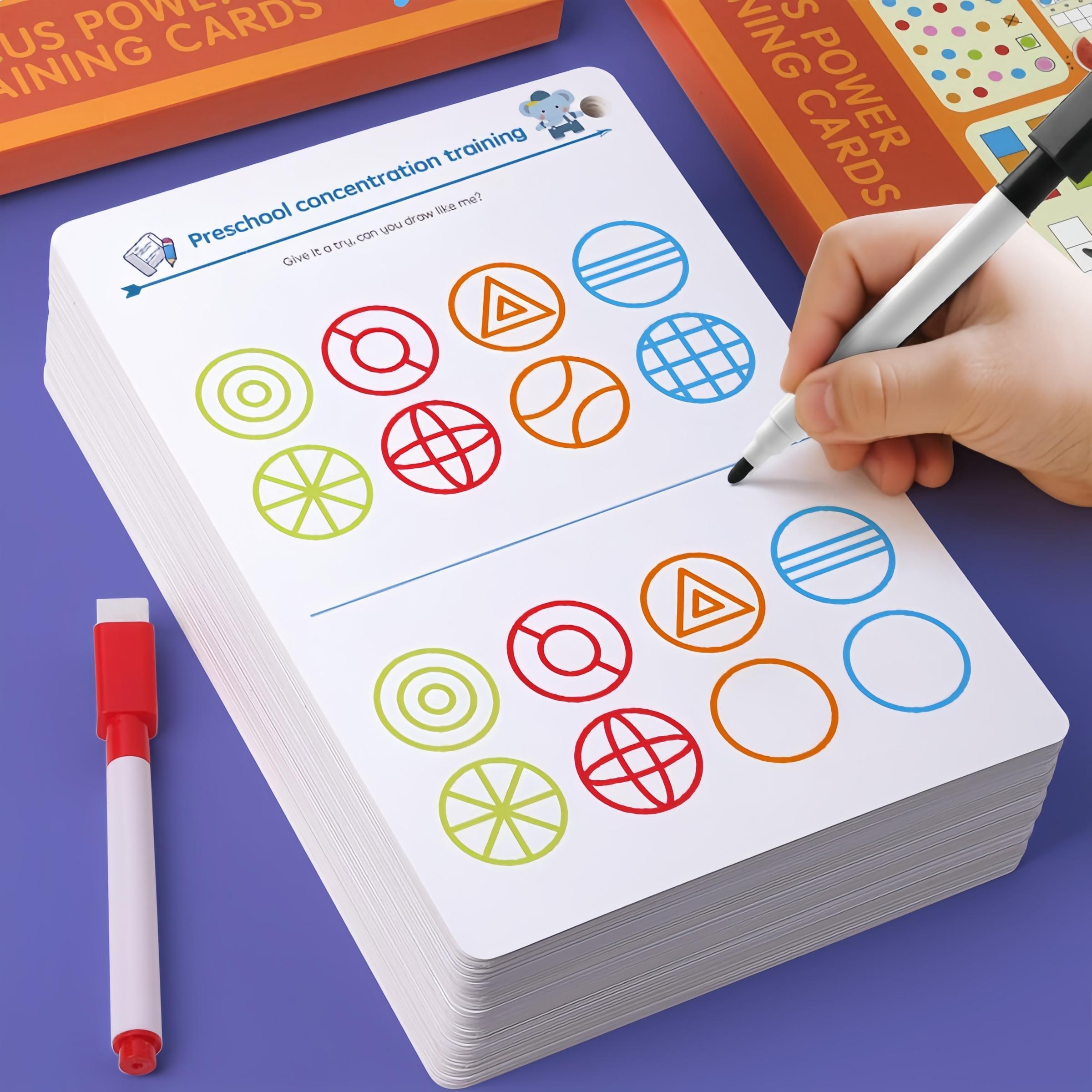 Focus Training Children Reusable Writing Practice Book, Basic Handwriting Workbook for Kids, Tracing Preschool Books, Easy Erasable Textbook for Learning and Development