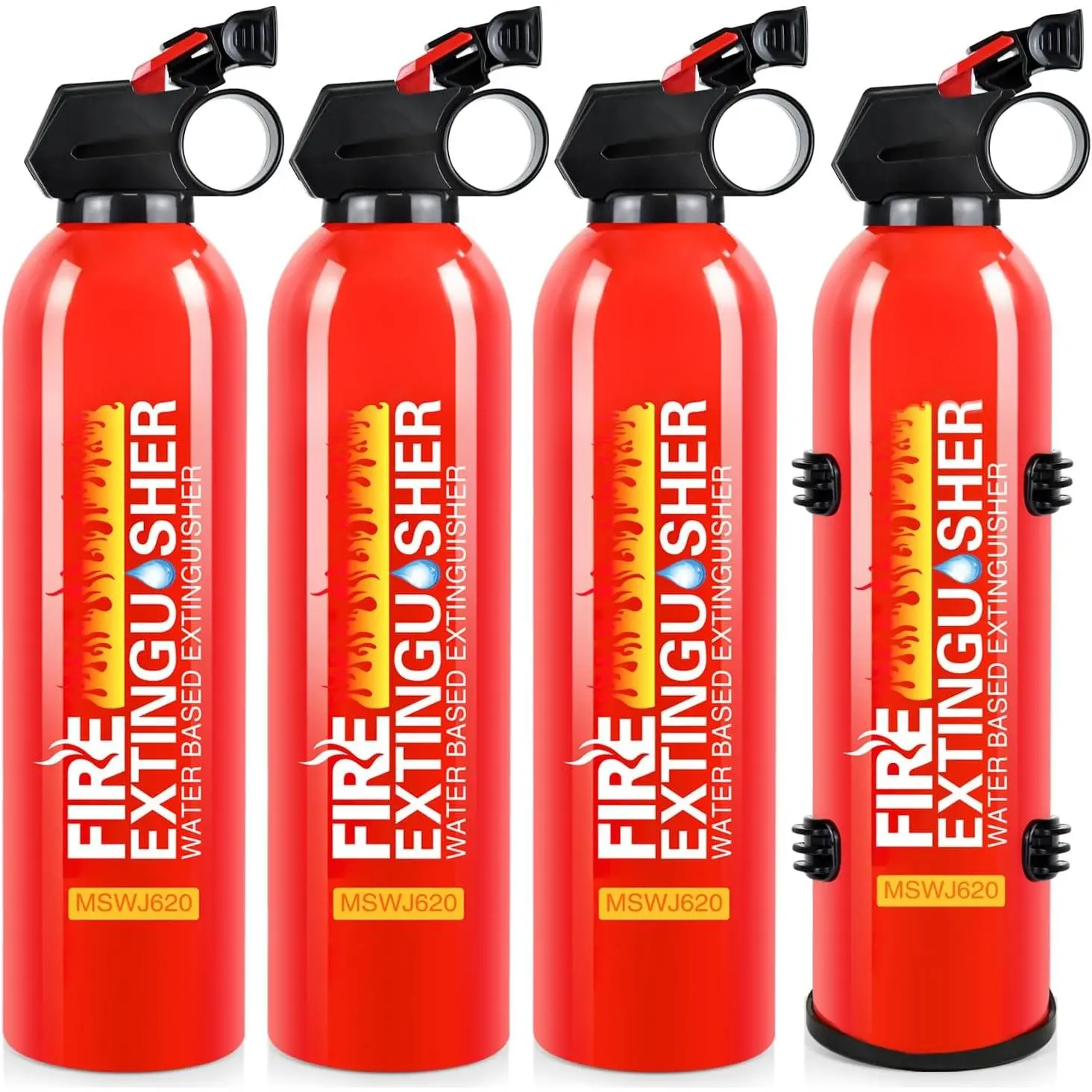4 Pack Fire Extinguisher for Home with Wall Mount - 620ml Portable Fire Extinguisher for Car Vehicle Boat House Kitchen, Water-Based Fire Extinguisher for A, B, C, K Fire