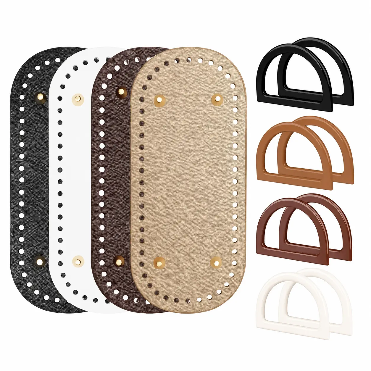 14-Piece Crochet Bag Base Kit with D-Shaped Purse Handles, Two Ergonomic Crochet Hooks, Reinforced Sturdy Bottom Inserts, Ideal for DIY Handbag, Tote, and Wallet Crafting Projects – Perfect Creative Gift for Crafters and Moms
