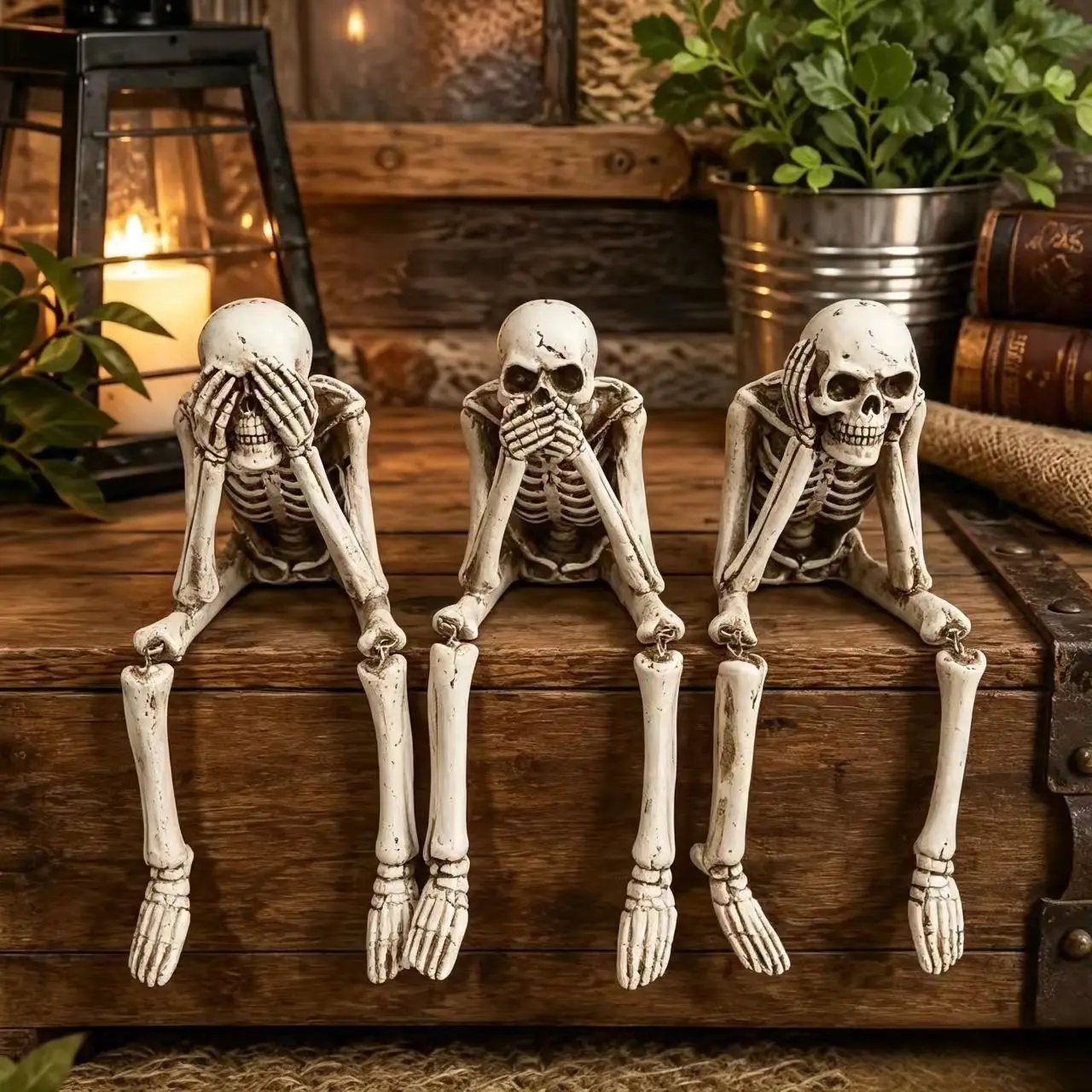 Creative Resin Skull Decorative Piece, Halloween Atmosphere Ornament, Living Room Bedroom Office Desk Decoration, Perfect Gift, Decorative Figurines