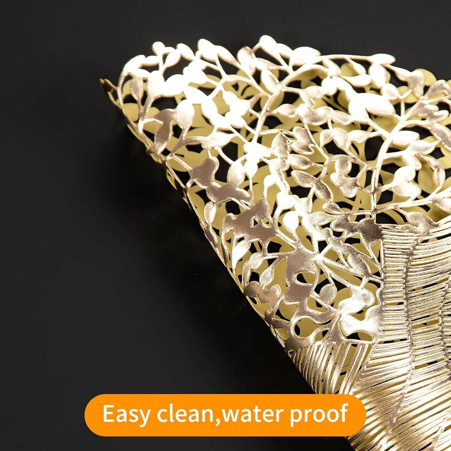 Round Leaf Pattern Placemat, 6 Counts Non-slip Table Mat, Tableware for Dinner, Party, Wedding, Home Decor Supplies, Coasters, Kitchen Decorative Placemat