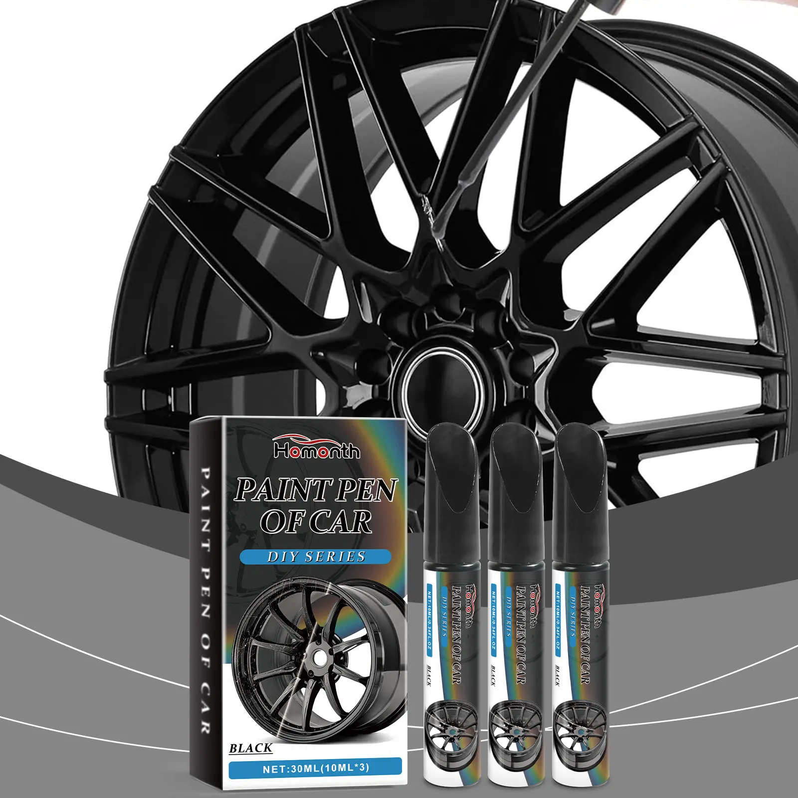 3PCS Car Touch up Paint, Car Paint Pen Scratch Repair, Two-In-One Touch Up Paint, Premium Car Scratch Remover for Deep Scratches, Black Wheel Scratch Repair Pen – Fix Scuffs, Scratches & Paint Chips on Car Rims, Fast-Drying Car Detailing Tools