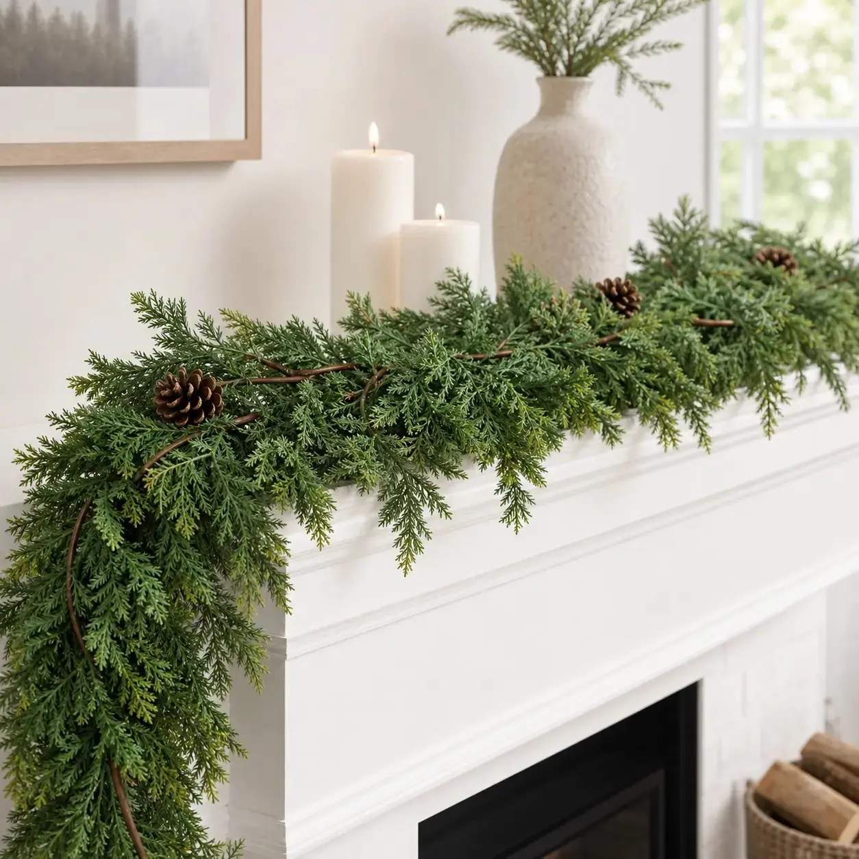 6ft Realistic Artificial Pine Garland with Pine Leaves, 1-4pcs Indoor Holiday Decoration for Mantel, Doorway - Home Decor Ornaments, Room Decorations