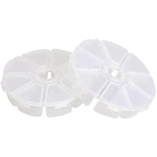 in  3 count Round Clear Plastic Storage Box Bead Organizer Display Containers (10X2.5cm 8 Grids)