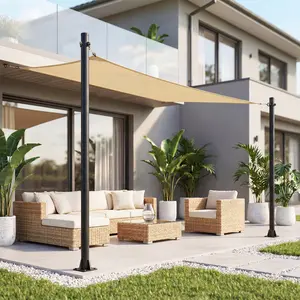 10FT Shade Sail Poles 2 Pack, Heavy Duty Steel Sun Shade Support Post Kit with D Clamps, Rust-Resistant Outdoor Sun Shade Poles for Backyard, Patio, Pool, Garden, Driveway