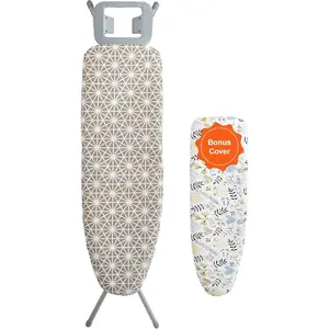 VEVOR Ironing Board with Bottom Storage Tray, Thickened 4 Layers Iron Board with Heat Resistant Cover and 100 Cotton Cover, 10 Adjustable Heights Ironing Board for Home Laundry Room Use (Size 55x15)