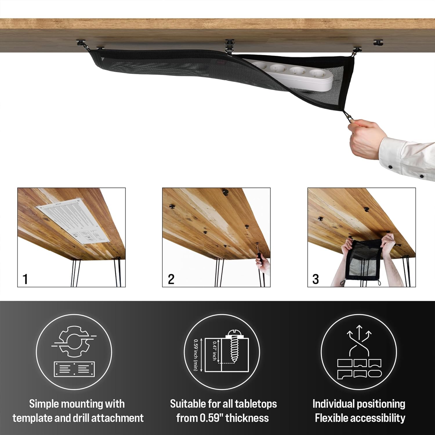 Management net - Under Desk  Management Tray -  net - Wire Management Under Desk - Cord Organizer