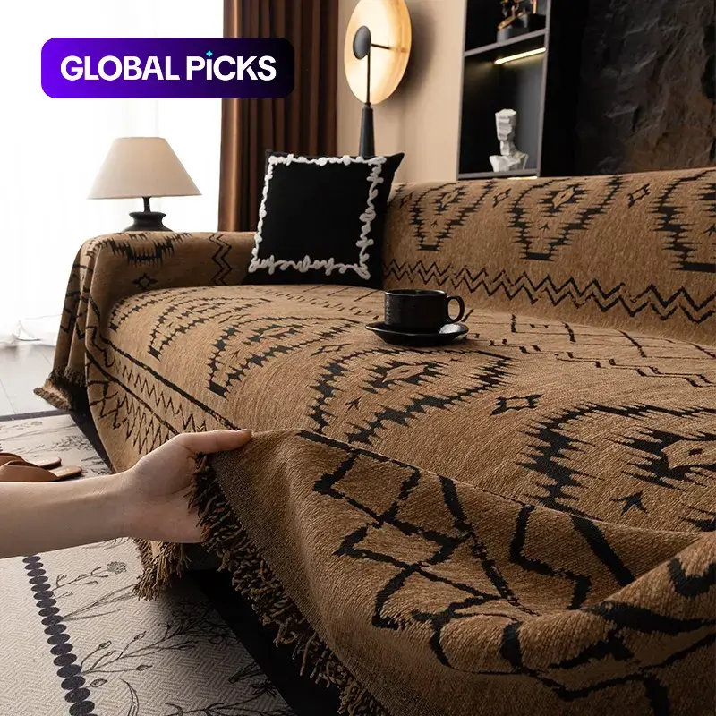 Moroccan Style Chenille Sofa Blanket, Couch Slipcover, Chic Moroccan Pattern, Easy to Clean, Durable & Anti-Scratch, Suitable for Home & Pet Owners, All-Season Use, Washable Sofa Slipcover #GLOBAL PICKS