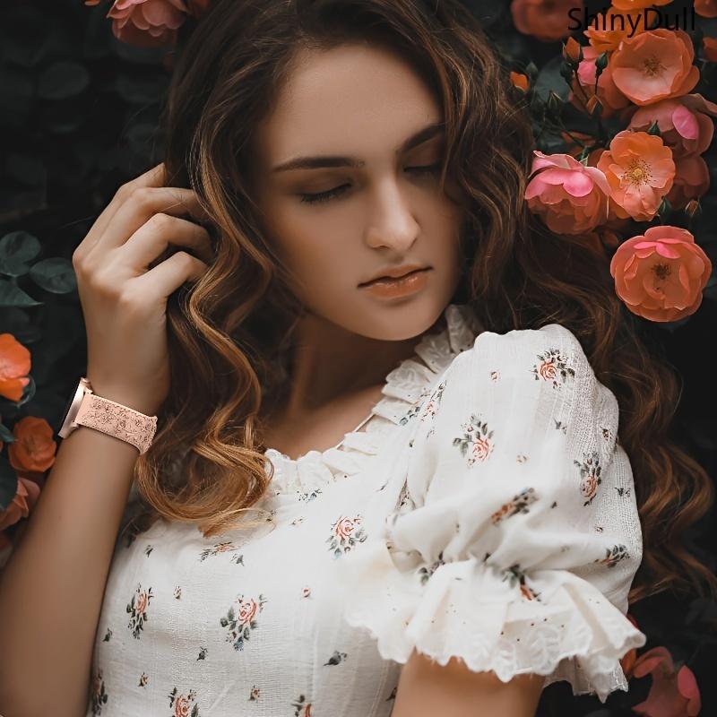 4-Pack Floral Engraved Watch Bands Apple Watch Bands – Sport Strap 38–49mm (Series 1–11, SE, Ultra / Ultra 2)Comfortable & Stylish for Women