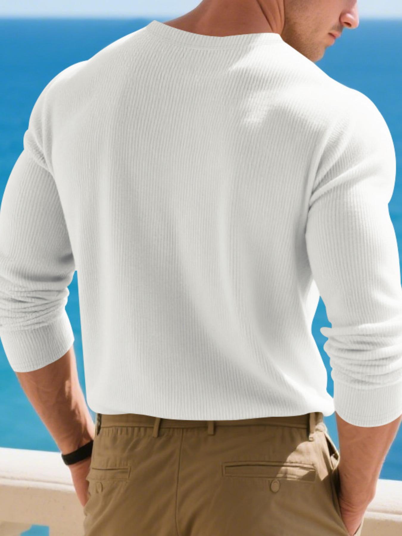 Men's Long Sleeve Henley Shirt, Casual Fashion Fitted Knit Top, Knitwear, Menswear, Comfortable Soft Fabric, Spring & Fall Wear, Bestseller Style